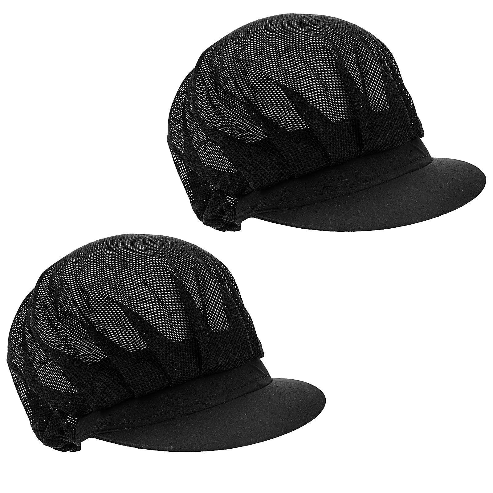 Telooco 2 Pezzi Cappello da Cuoco Regolabile Traspirante Nero con Tesa per Ristorante Chef