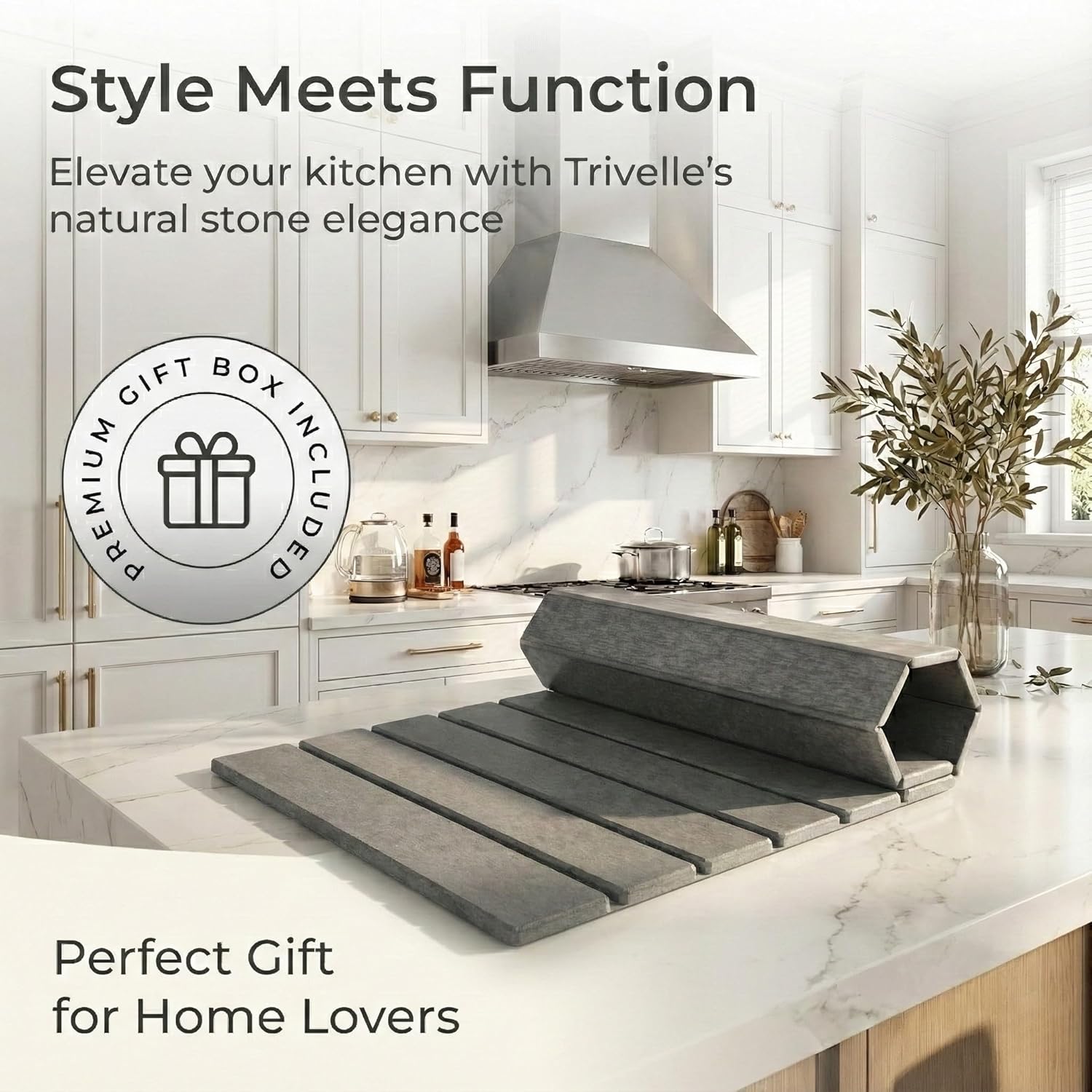 Quick Drying Large Stone Drying Mat for Kitchen Counter, Collapsible Dish Drying Rack, Diatomaceous Earth Dish Drying Mat, Durable Drying Stone, Practical Dish Drying Mats