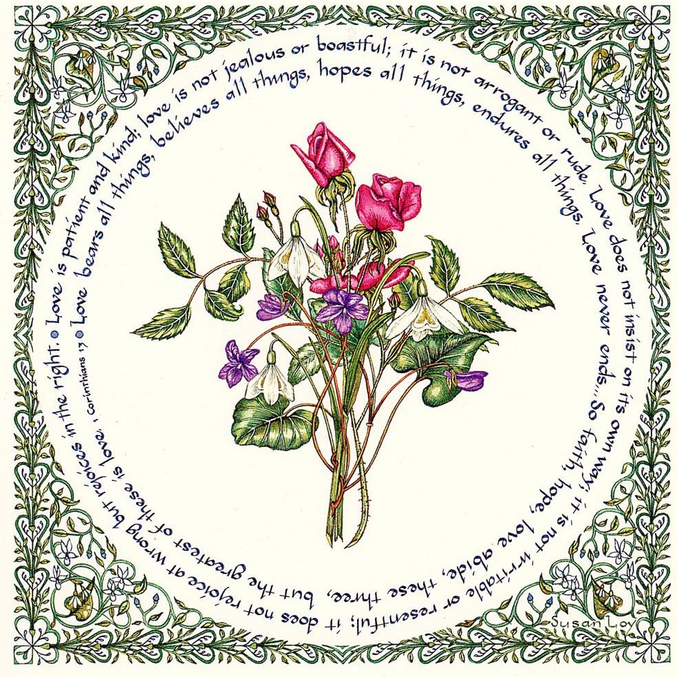 Literary Calligraphy Love is Patient Art Print By Susan Loy