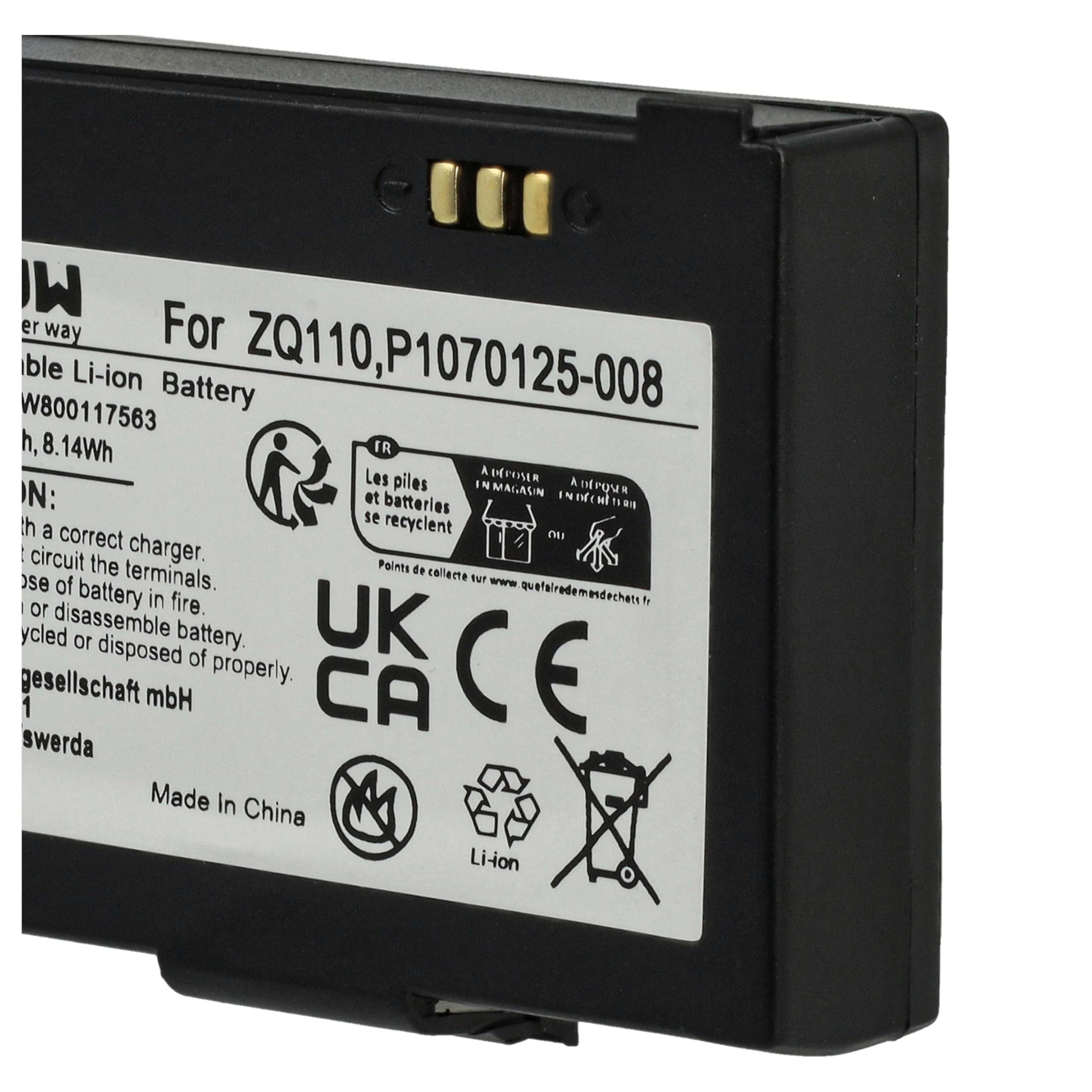 vhbw 2X Akku Ersatz für Bixolon K409-00007A | PBP-R200 für Barcodescanner POS (1100 mAh, 7,4 V, Li-Ion)