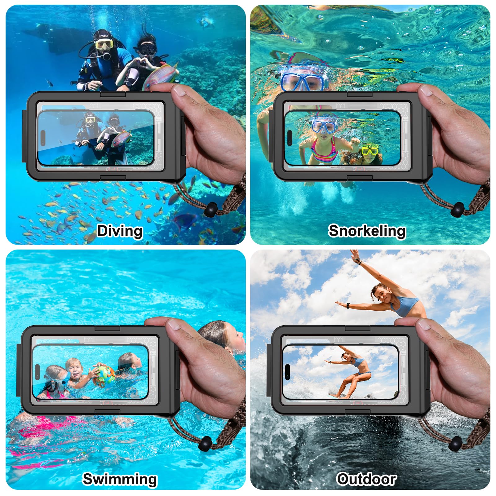 ZLIME wasserdichte Handyhülle 7.0 Zoll Unterwasser Wasserfeste Handy Wasserschutzhülle Handytasche, Wasserdicht Schwimmen Baden für iPhone 17 Air 16e 16 15 14 Plus 15 16 17 Pro 14 15 16 17 Pro Max