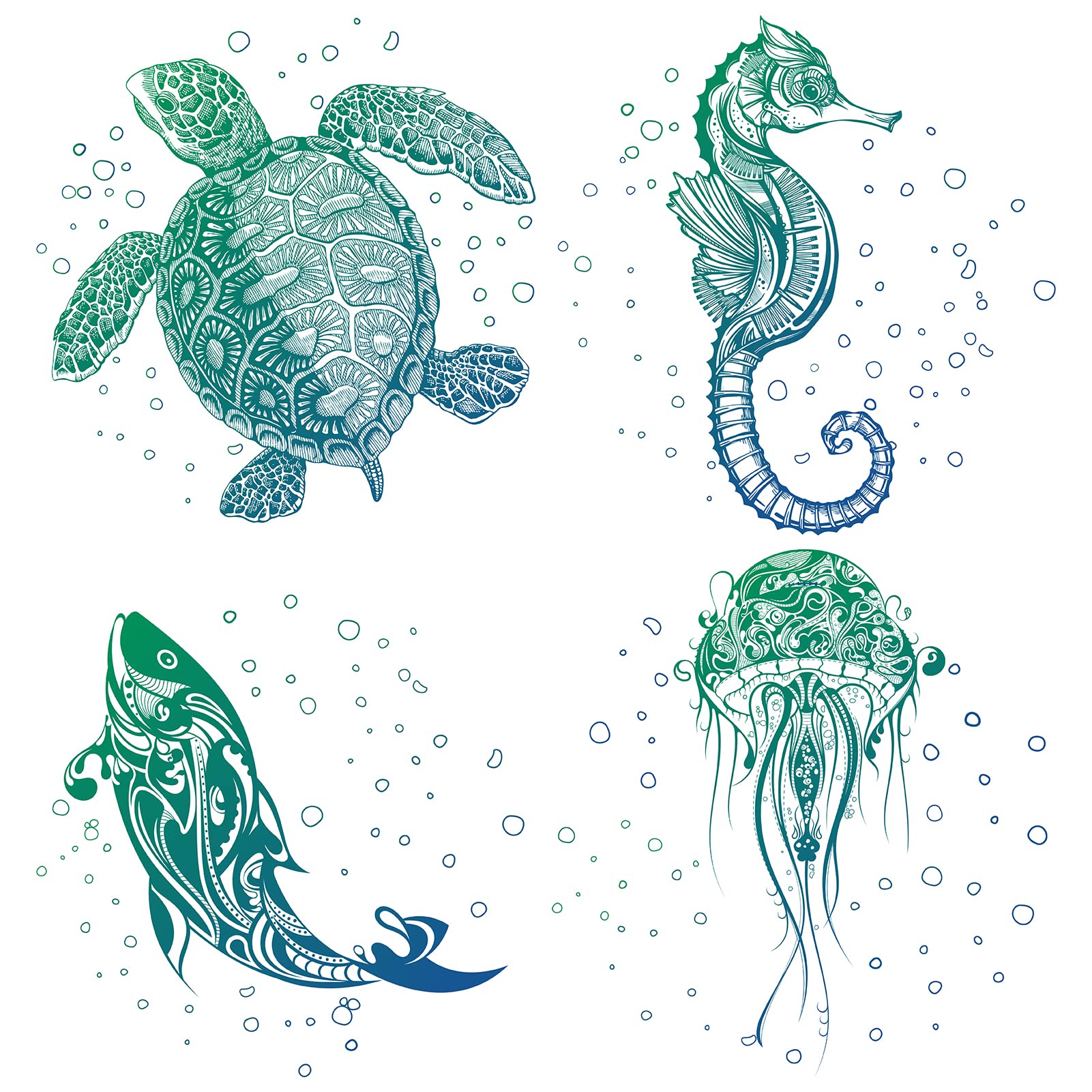 GORGECRAFT Adesivi Vetro Animali Marini - 4 Pezzi Tartaruga, Balena, Cavalluccio, Medusa | Pellicola Antiuccelli Per Finestre - Foto 5