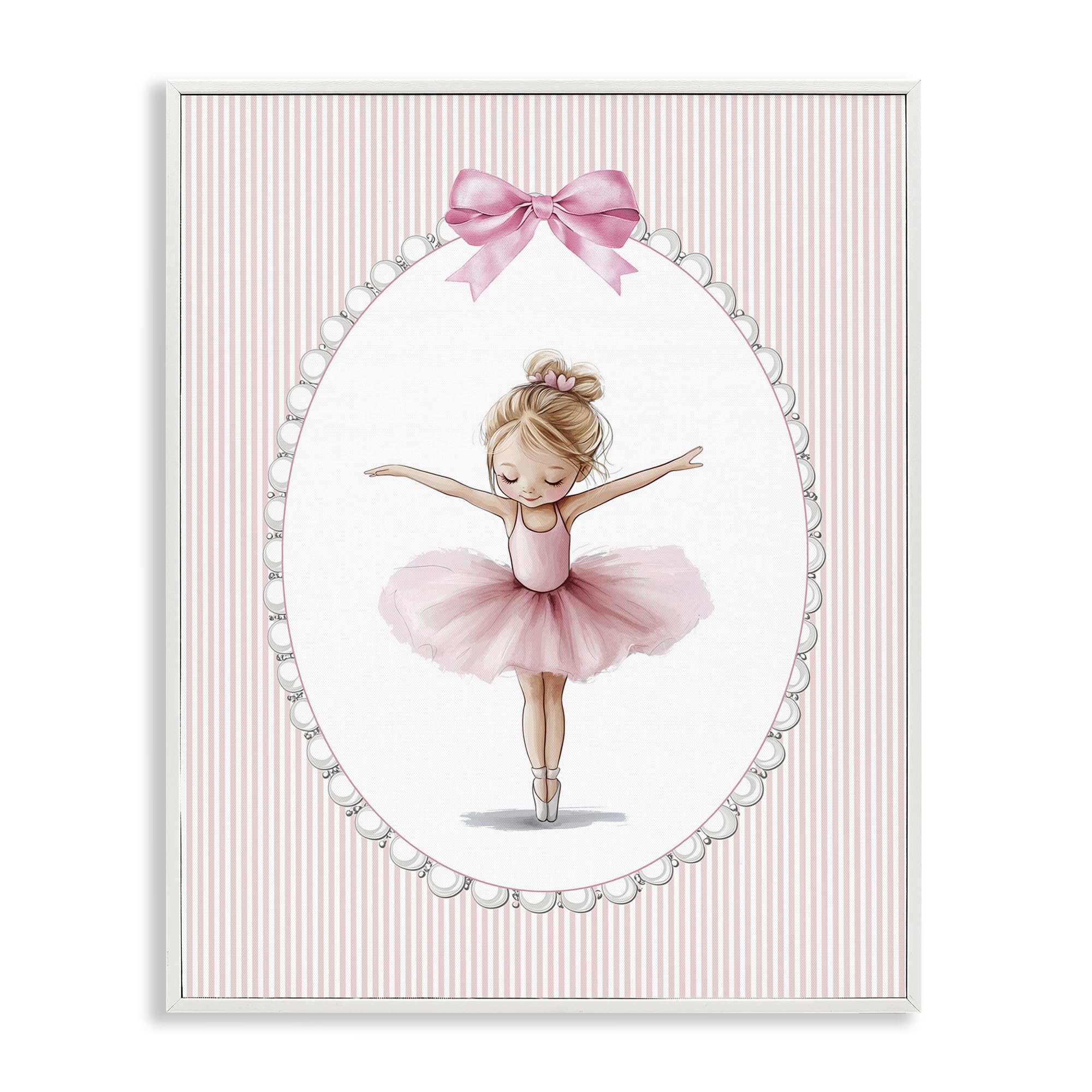 Stupell Industries 'Dancing Pink Ballerina', Framed Giclee Art, White, 11 x 14 Inches, Easy to Hang and Sturdy, Made in USA, by Christine Simpson Art