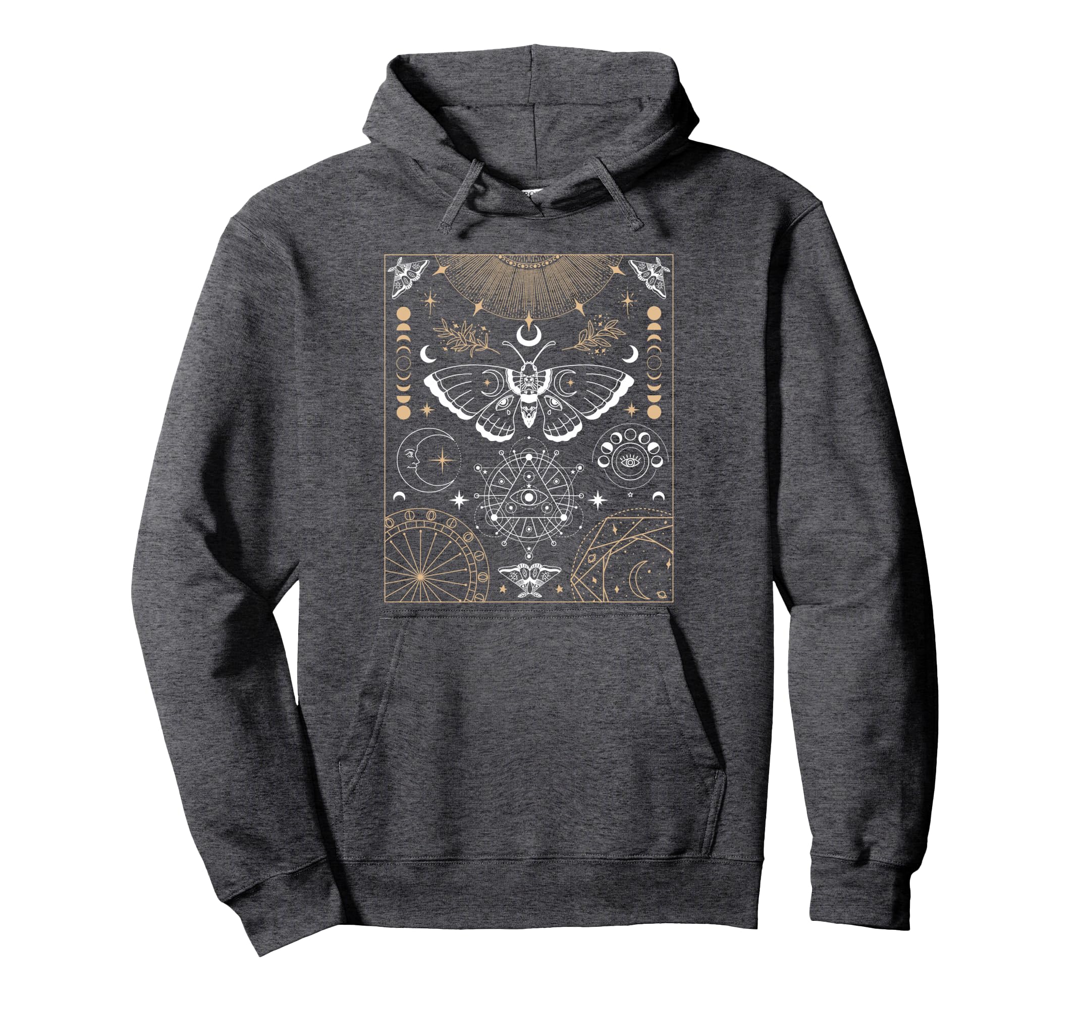 Luna Moth Moon Phases Witchy Dark Academia Aesthetic Pullover Hoodie