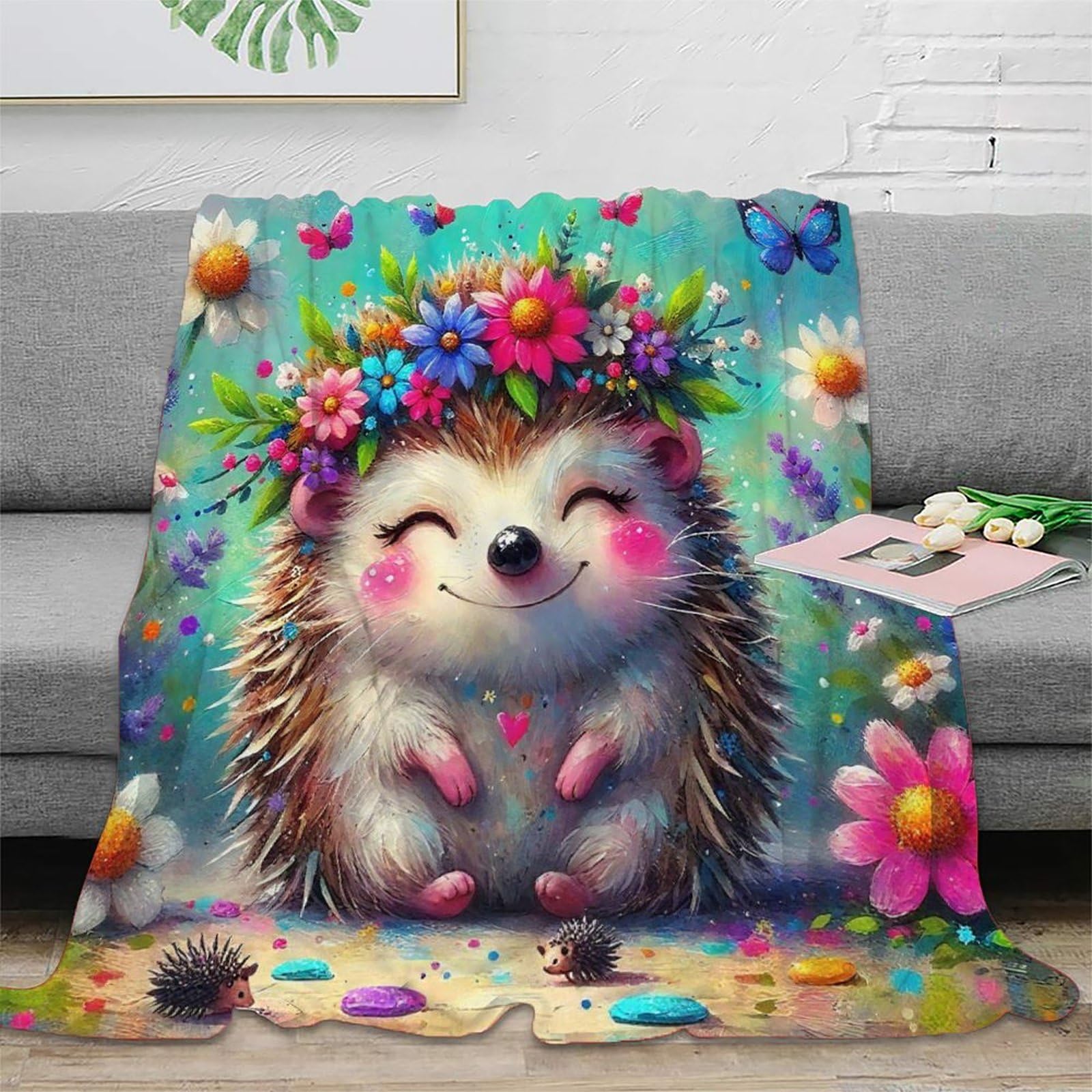 Couverture hérisson douillette pour des soirées cocooning chaudes sur le canapé