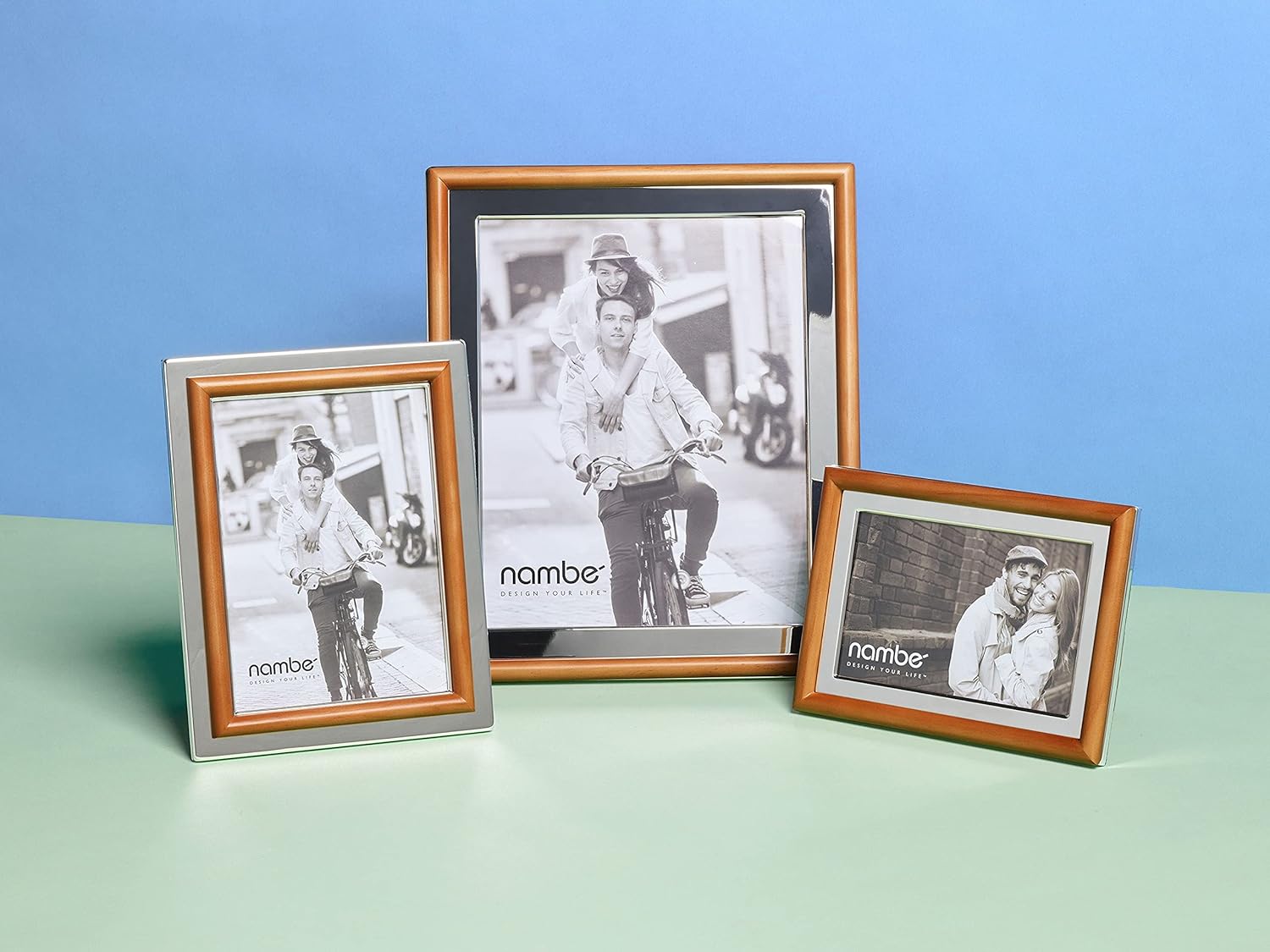 Hayden 8x10 Silver Plate and Acacia Wood Tabletop Frame
