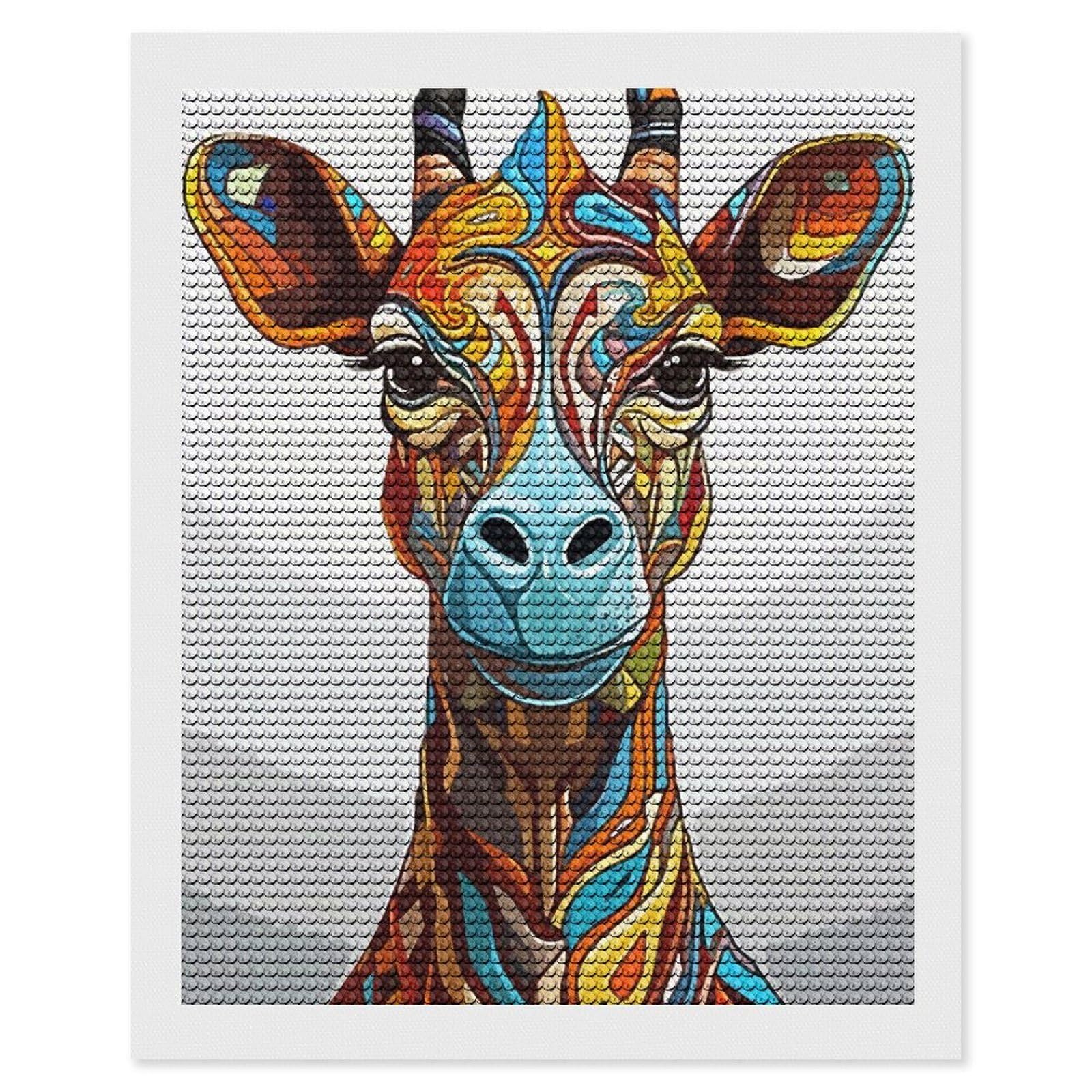 Junmoney Abstract Giraffe Paint Full Drill Diamond Painting Kit 16"x20", Adhesive Canvas, Aesthetic Room Decor, for Family Craft Time, Birthday Gift