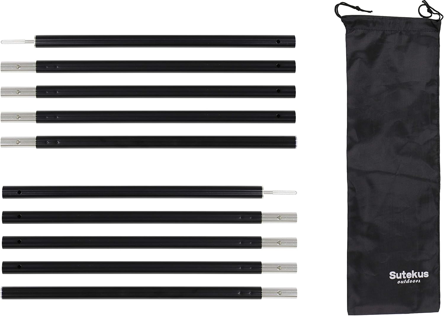 Sutekus Tarp Poles Aluminium Tent Poles Adjustable Tent Tarp Poles