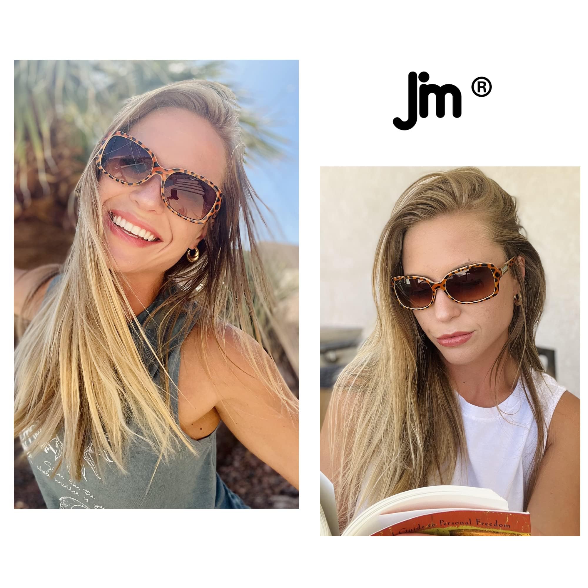 JM Classic Bifocal Reading Sunglasses Square Stylish Gradient Sunglasses Readers for Women +2.75 Red - Image 4