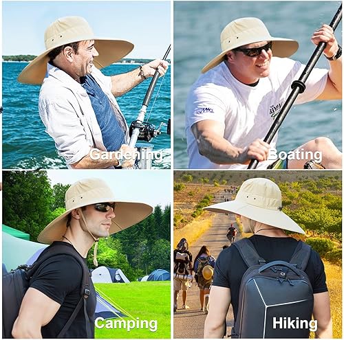 Miniatura 7 de Sombrero de sol de ala ancha para hombres y mujeres, protección UV, ventilado, sombreros de verano para pesca, senderismo, jardín, playa
