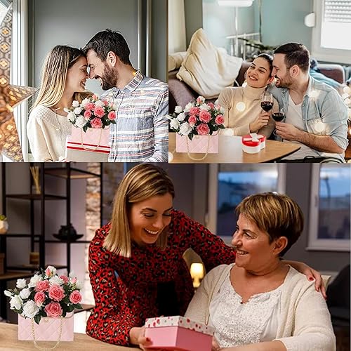 Miniatura 4 de 5 bolsas de regalo de flores de papel, pequeñas bolsas de regalo con asas, caja de flores para el día de San Valentín, día de la madre, cumpleaños,
