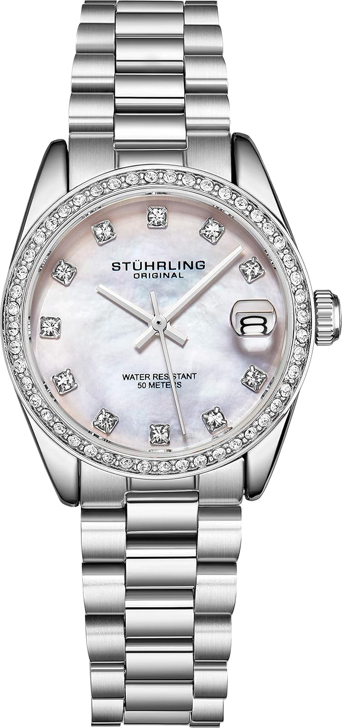 STUHRLING Orologio originale da donna, cinturino in acciaio inossidabile, movimento al quarzo, quadrante analogico con data, vestito e design casual, collezione donna STUHRLING Orologio originale da donna, cinturino in acciaio inossidabile, movimento al quarzo, quadrante analogico con data, vestito e design casual, collezione donna