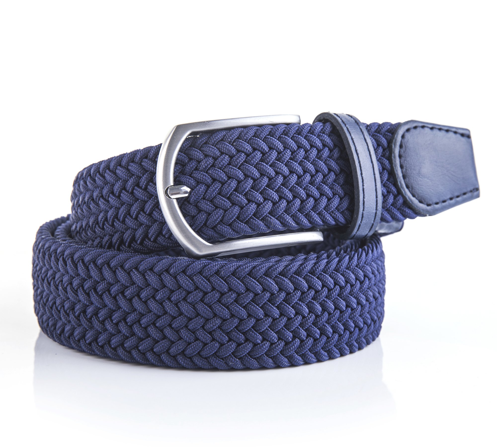 Weifert Men's Stretch Braided Belt - 1.3" Wide, No-Hole Elastic Design, Alloy Buckle, Multiple Sizes (Fits 42-44" Waist)