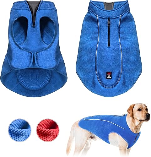 Tuff Pupper Chaqueta de forro polar de punto aislado para perros  Chaleco ligero y cálido para perro  Puerto de cremallera impermeable para arnés