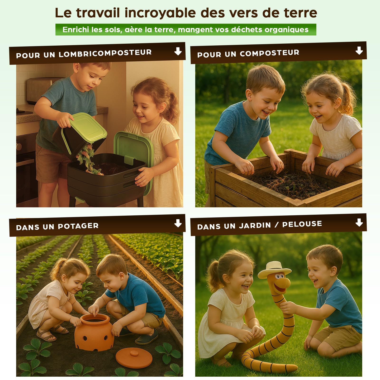 Moutta | 250 gr de Vers de Compost (≃ 500 pcs) | Vers de terre vivants Eisenia, compostez vos déchets organiques - Pour lombricomposteur/composteur/jardin
