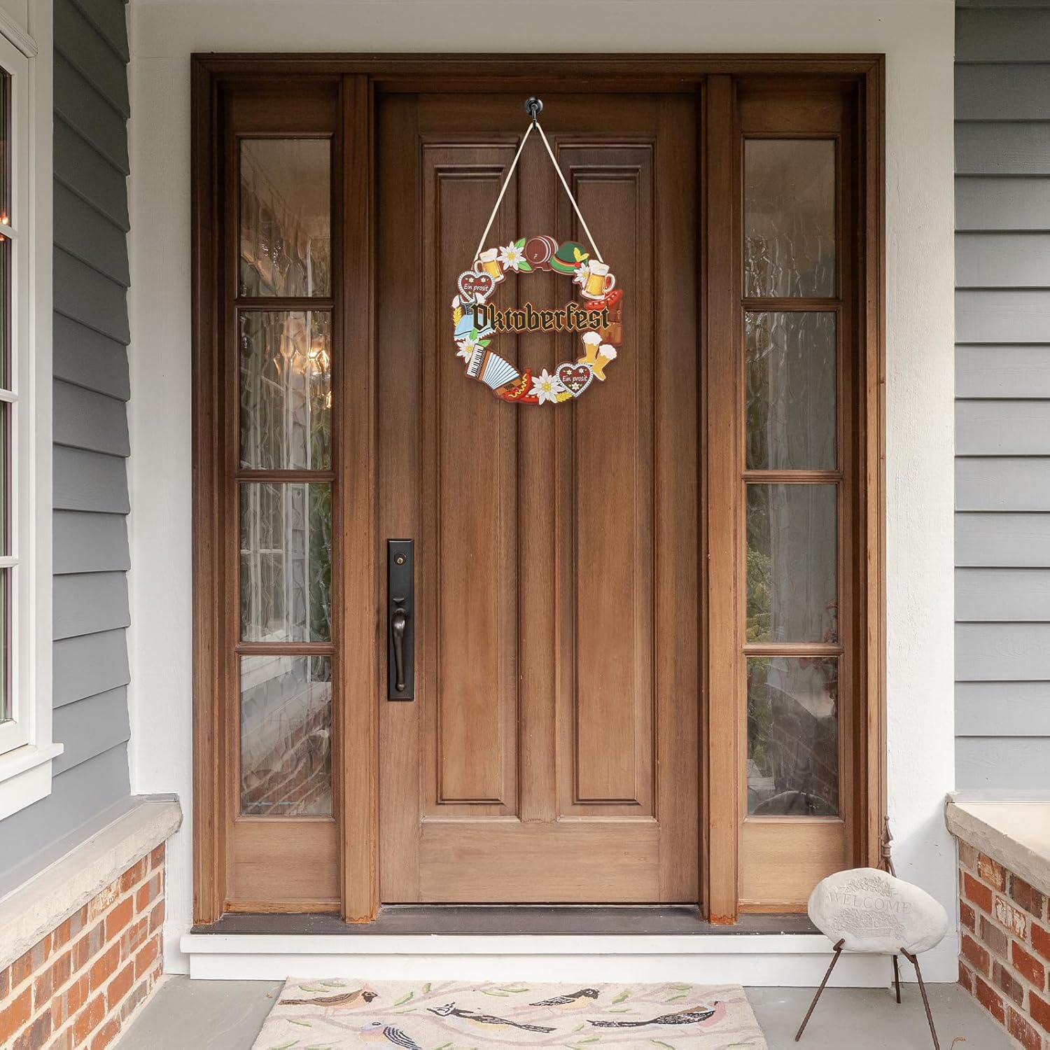 COCHIE Oktoberfest Decorations Sign, Biergarten Ein Prosit Wood Wreath for Front Door Porch Window Wall Hanging Decor, German Beer October Fest Decoration for the Home Parties Supplies (Oktoberfest) - Image 7