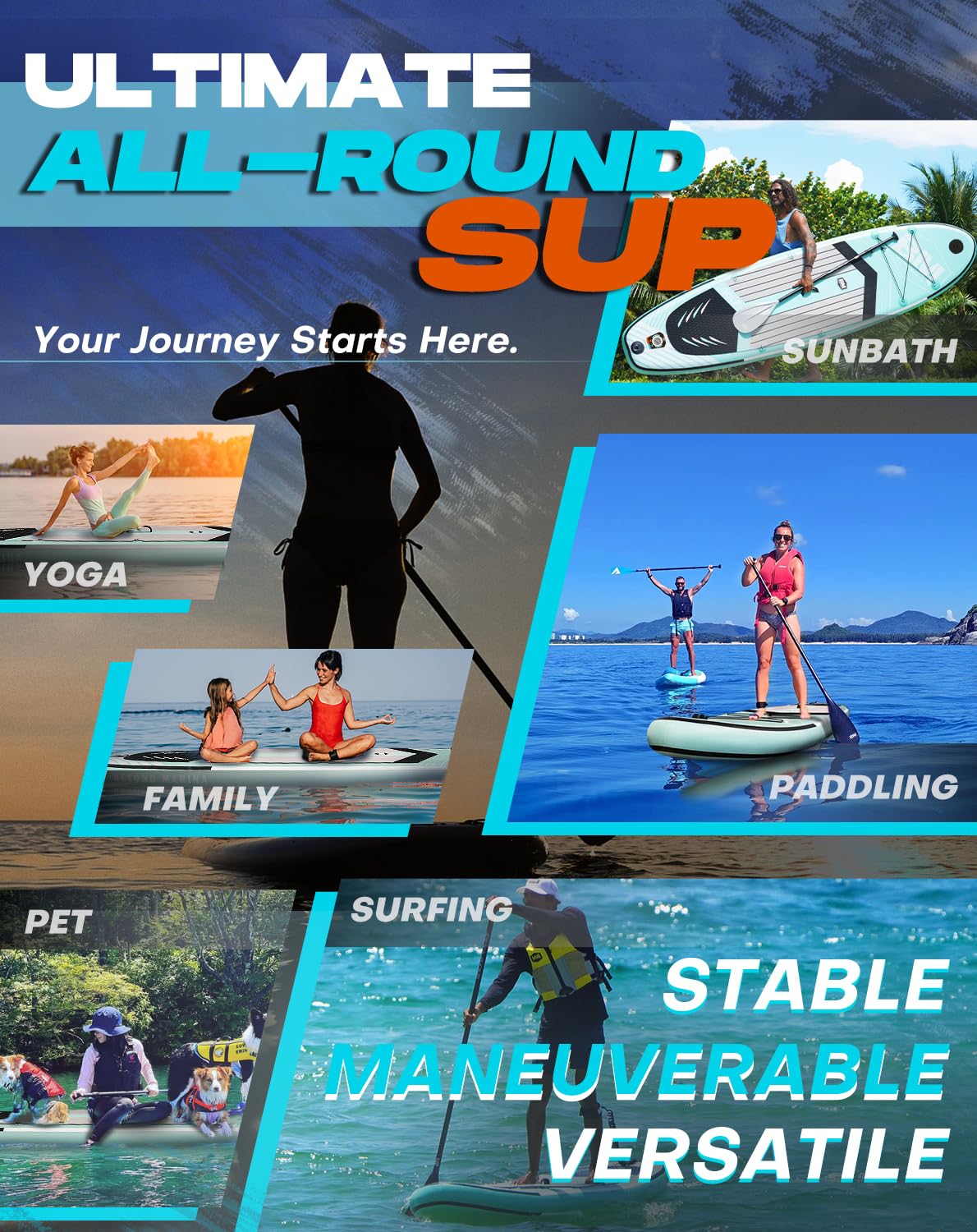 Amazon.com : BEYOND MARINA Inflatable Stand Up Paddle Board, 10'6
