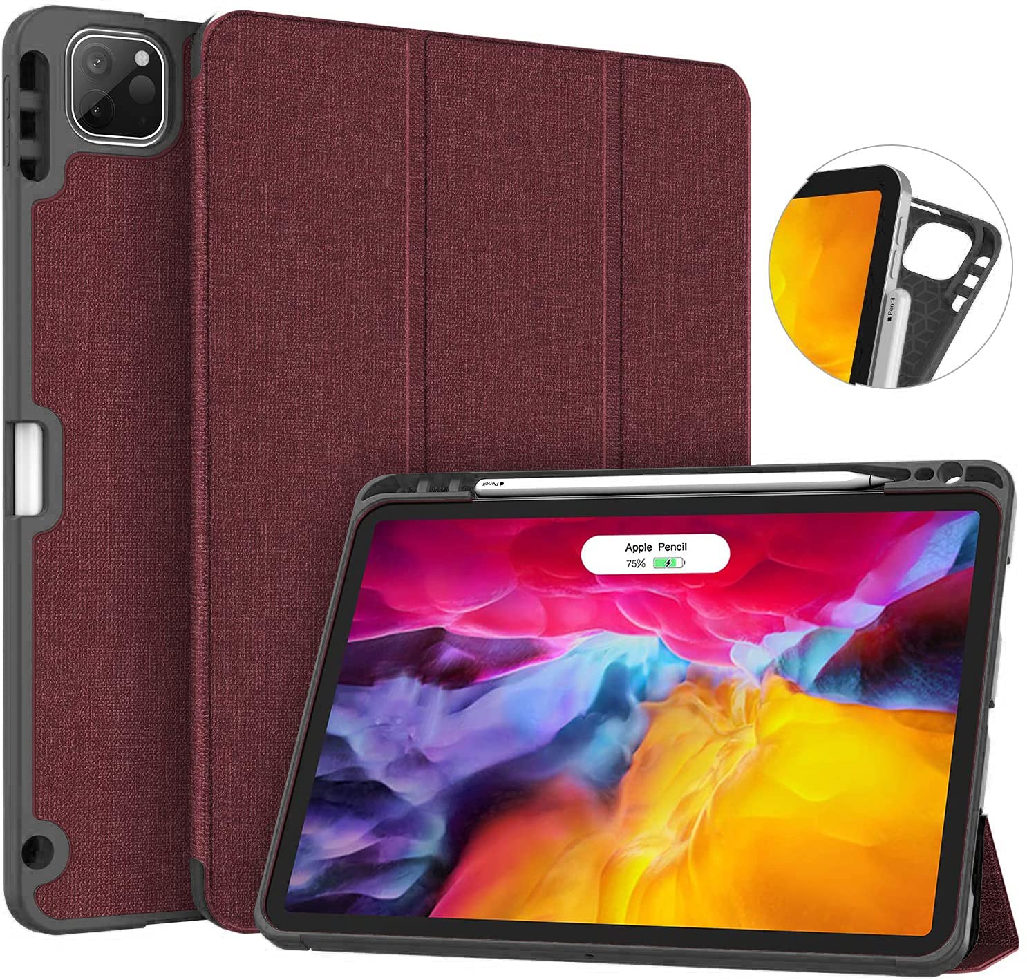 SwooK New iPad Pro 11 Case 2021 with Pencil Holder - [Full Body Protection + 2nd Gen Apple Pencil Charging + Auto Wake/Sleep], Soft TPU Back Cover for iPad Pro 11 inch 2021/2020/2018 3rd/2nd/1st Gen) - Winered (B09HKLDS57) Amazon Price History, Amazon Price Tracker