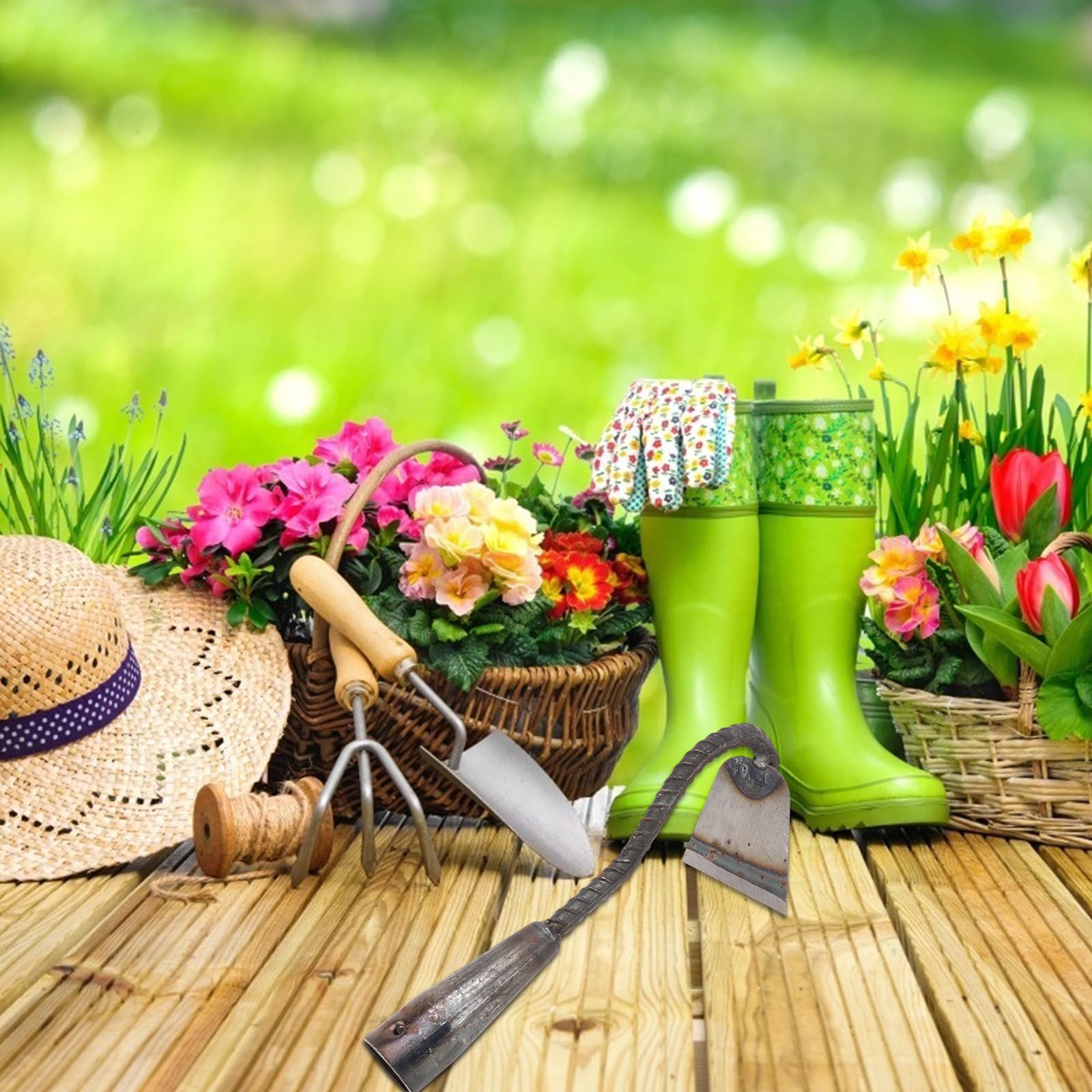 Toyvian 2 Piezas Azada para Desherbar de Acero al Manganeso, Herramienta de Jardinería y Arado, para Trasplantar y Labrar, Cómoda y Práctica, para Huerto y Cultivo