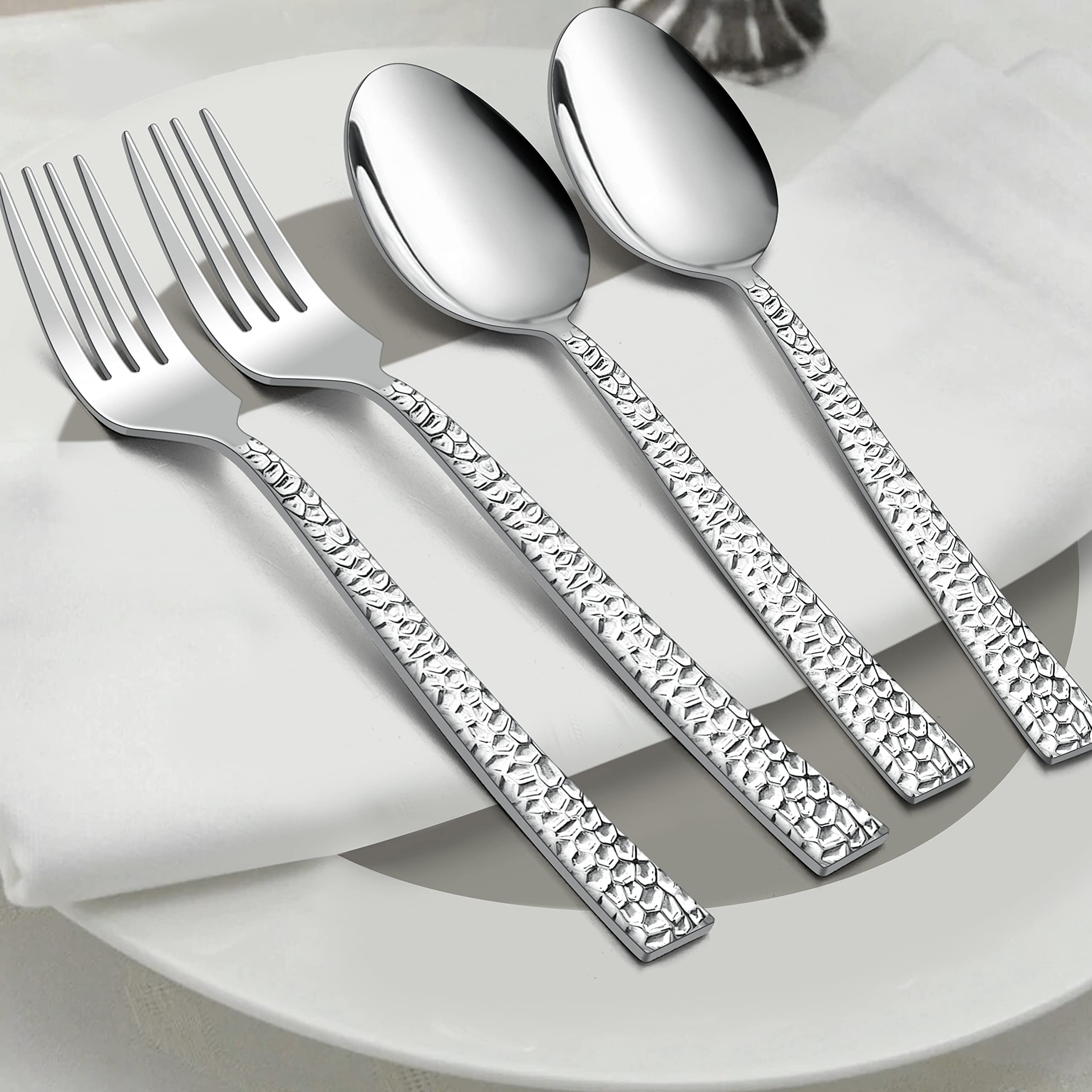 HaWare Tafelgabel-Set, gehämmert, 20,1 cm, für Zuhause, 12-teilig