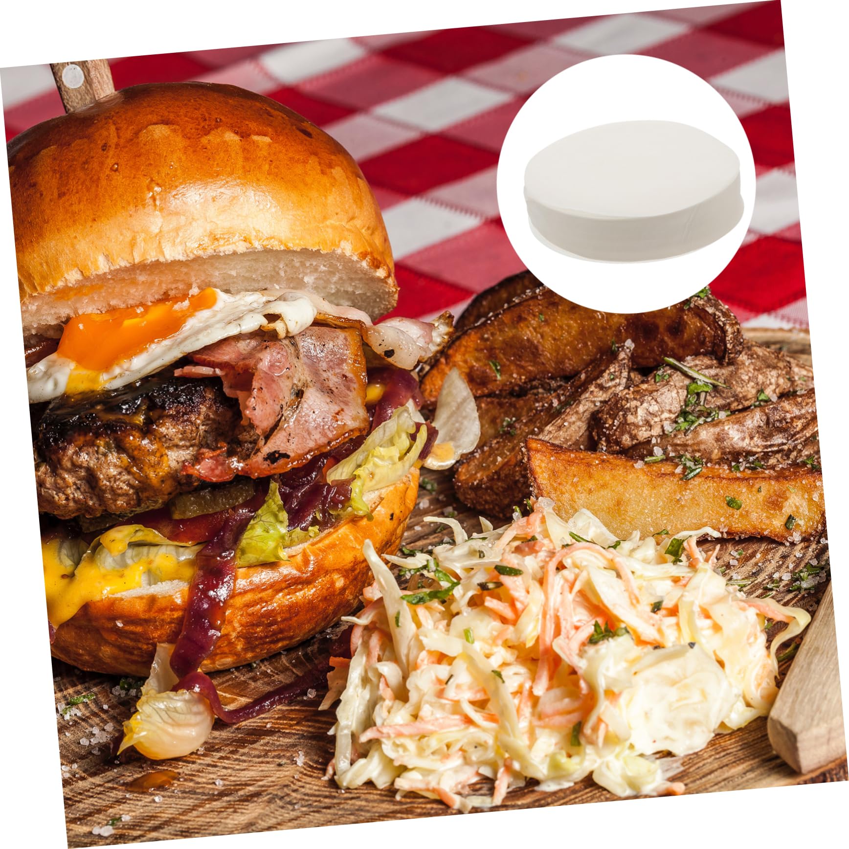 ABOOFAN 500pcs Round Oil Baking Paper Circles Non-stick Burger and Cake Baking Paper for for Bbq Frying and Picnics