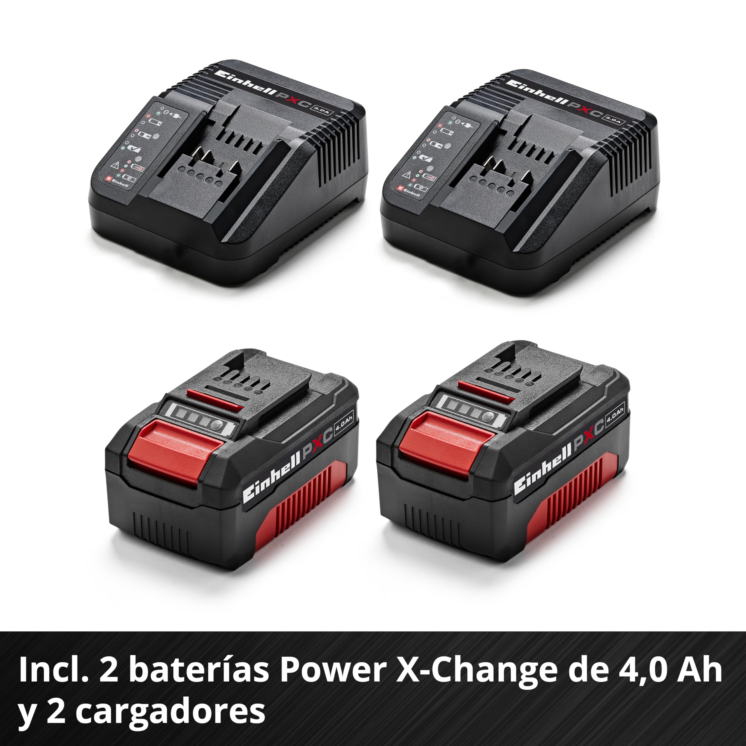 Einhell cortacésped con batería GC-CM 36/42 Li BL (2x4,0Ah) Power X-Change (36 V, 42 cm de Ancho de Corte, hasta 400 m², Brushless, Cesta 50 L, Incl. 2 baterías 4,0Ah + 2 Cargadores)