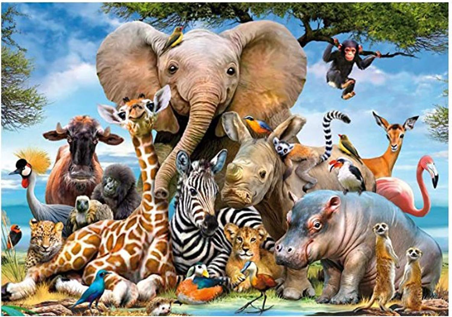 VOLINER Animals World Jigsaw Puzzles for Adults and Teens, 1000PCS Large Puzzle Game, Finished Size 19.69" x 27.56"