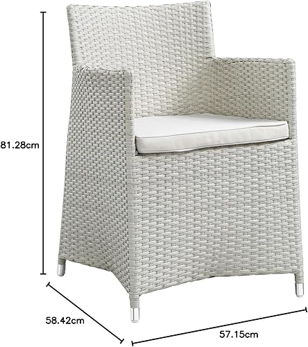 Miniatura 5 de Modway Sillón de comedor de mimbre para patio al aire libre de la rota de Junction con el cojín en marrón