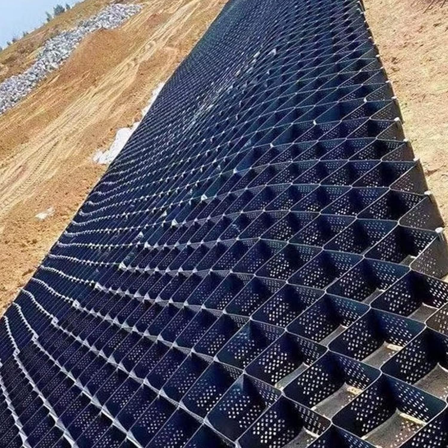 VUIKLCty Ground Grid Geogrid Heavy-duty Gravel Grid Stabilizer, Used For Super Large Ground Protection Grids On Steep Slopes/hills(8m x 6m (26ft x19.5ft))
