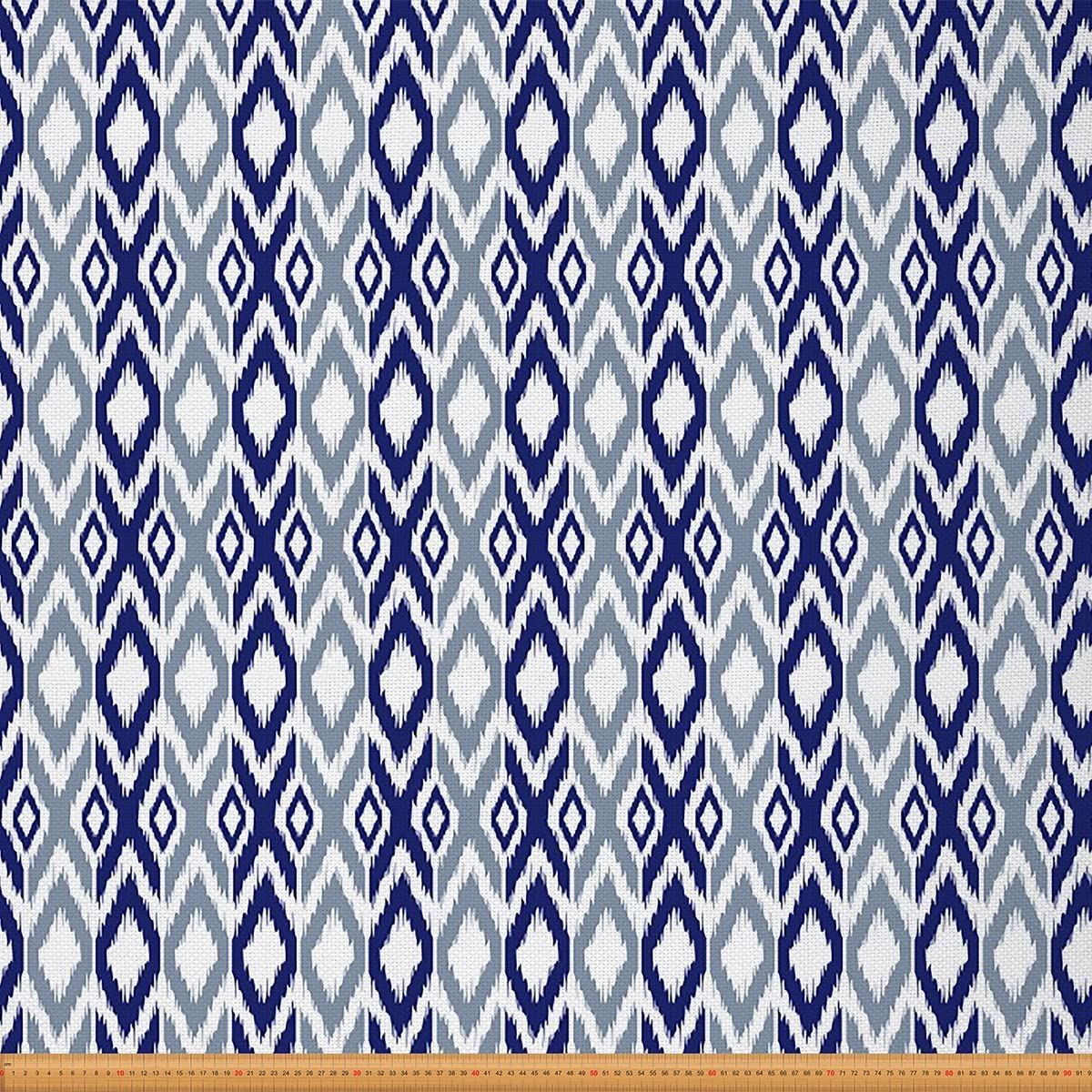 Abstract Ikat Fabric by The Yard Exotic Geometric Design Upholstery Fabric for Chairs and Home DIY Projects Modern Decorative Waterproof Fabric 10 Yards,(L920*W150cm) Blue Grey