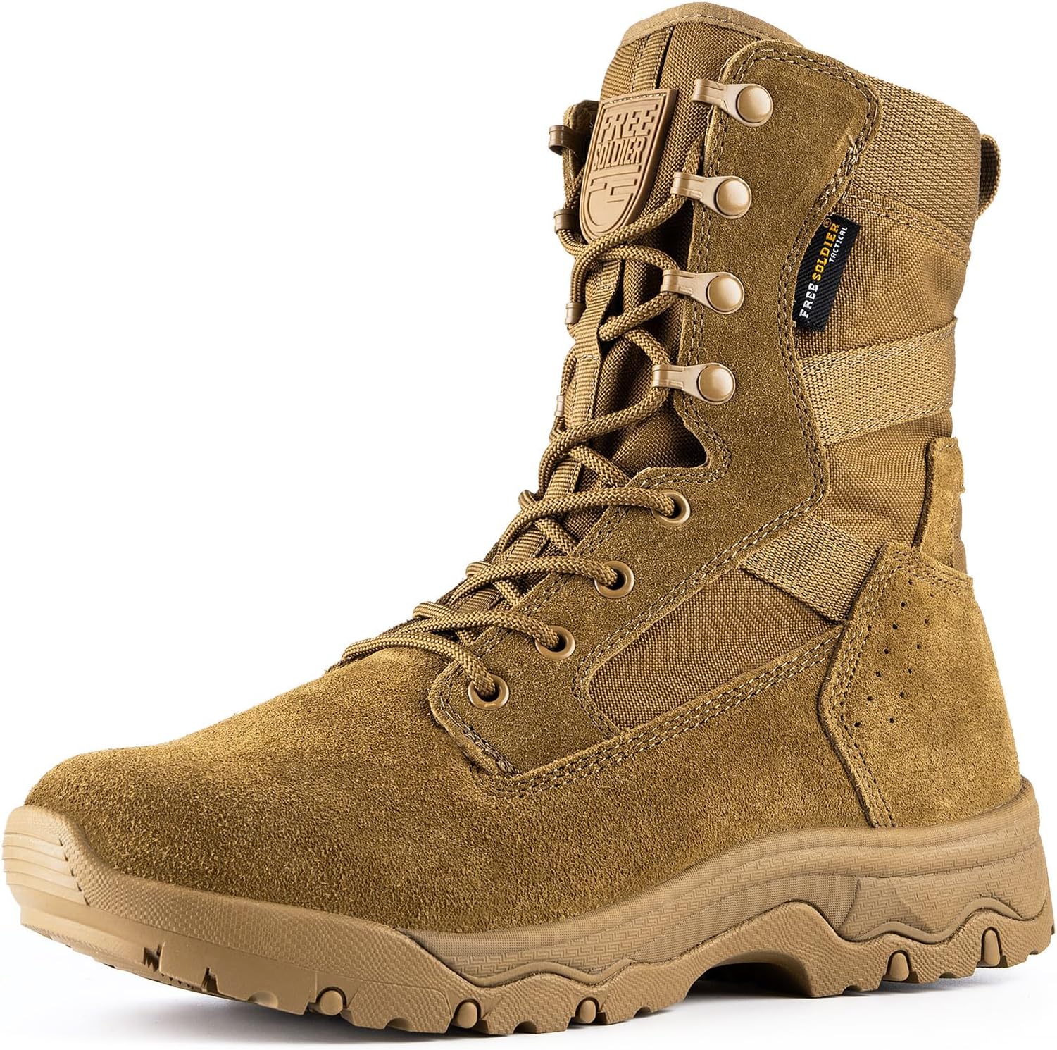 FREE SOLDIER Men's Work Tactical Boots 8 Inches Lightweight Combat Boots Durable Suede Leather Military Boot Desert Boot