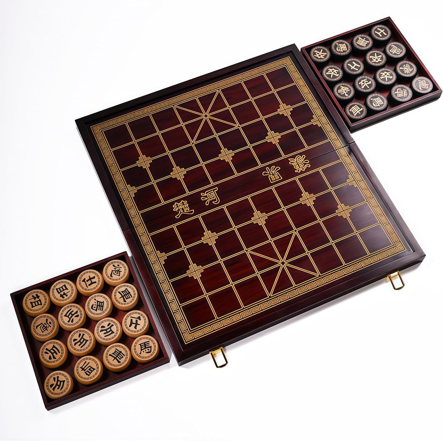 Natural Wood Chinese Chess, Xiangqi Gift Set - Travel Games Sets with Board Games Gift, Xiang Qi Game & Pieces, Chinese Decor & Gifts, Chinese New Year Decor (Small)