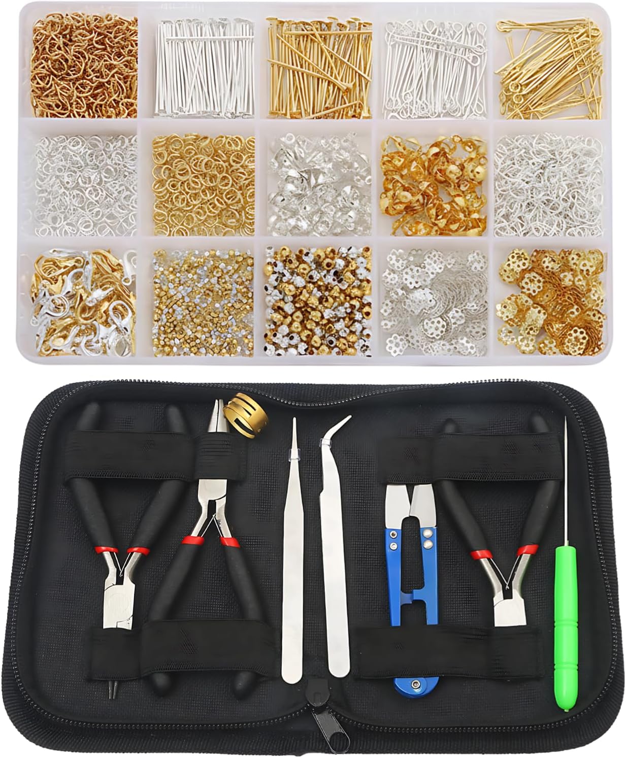 1268 Pcs Jewelry Crafting Kit for Adults - Supplies for DIY Necklaces, Bracelets, and Earrings