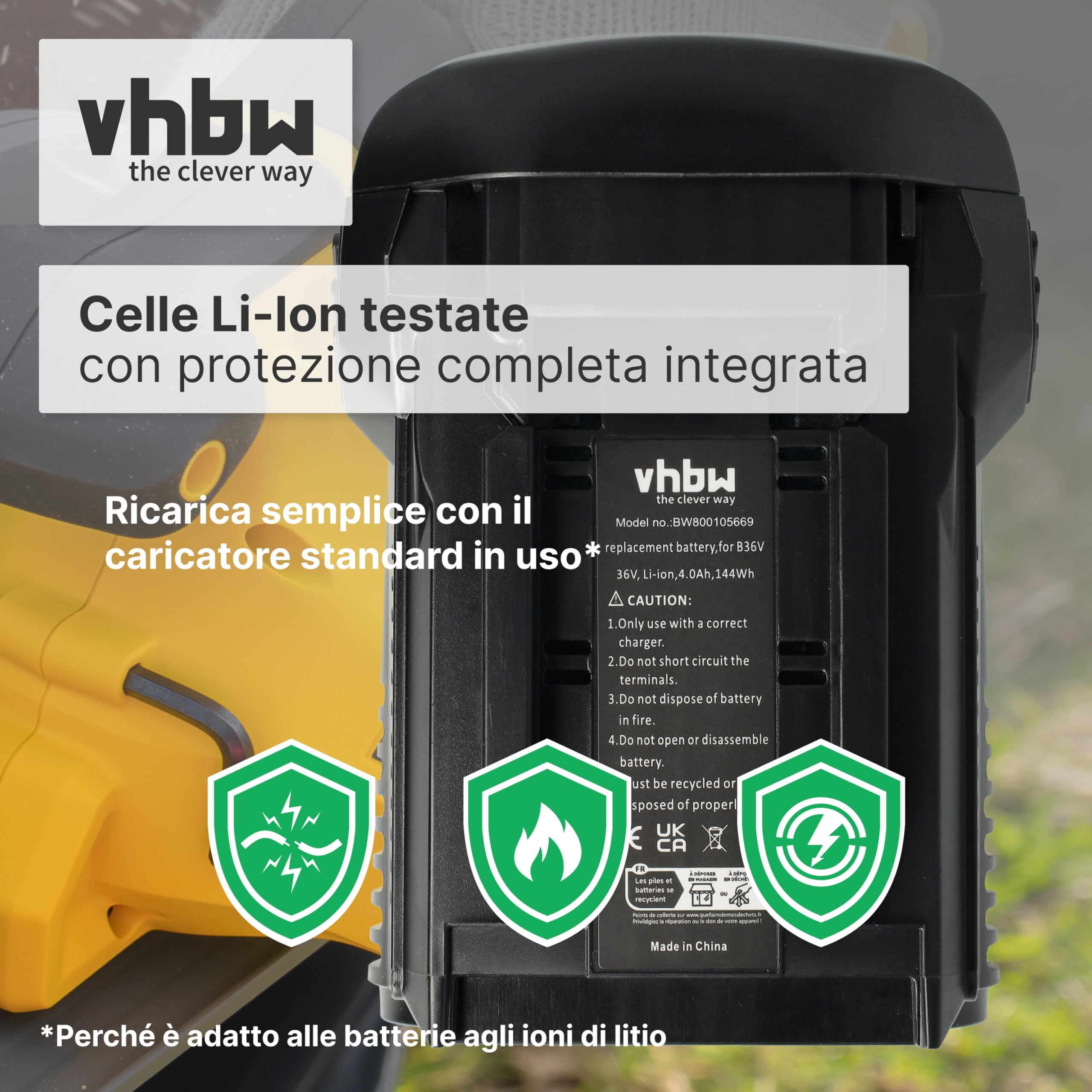 vhbw batteria compatibile con Hilti WSC 7.25-A36 utensile (4000 mAh, Li-Ion, 36 V)