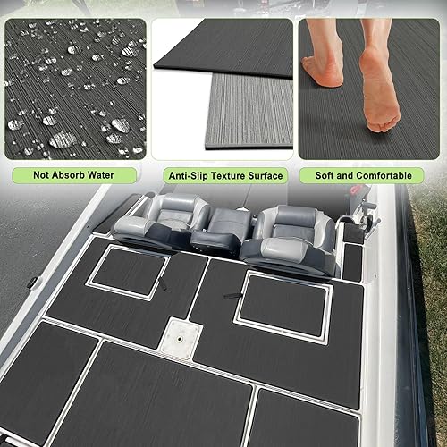 Miniatura 3 de Suelo de lancha de espuma EVA, lámina autoadhesiva para suelos marinos de camuflaje cepillado, alfombra marina para barcos, yate, kayak, cubierta,