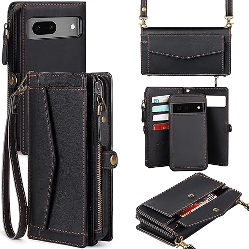 DKDKSIP Funda tipo cartera para Google Pixel 8 para mujer, Pixel 8 con soporte para tarjetas de bloqueo RFID, cartera de cuero con cremallera y
