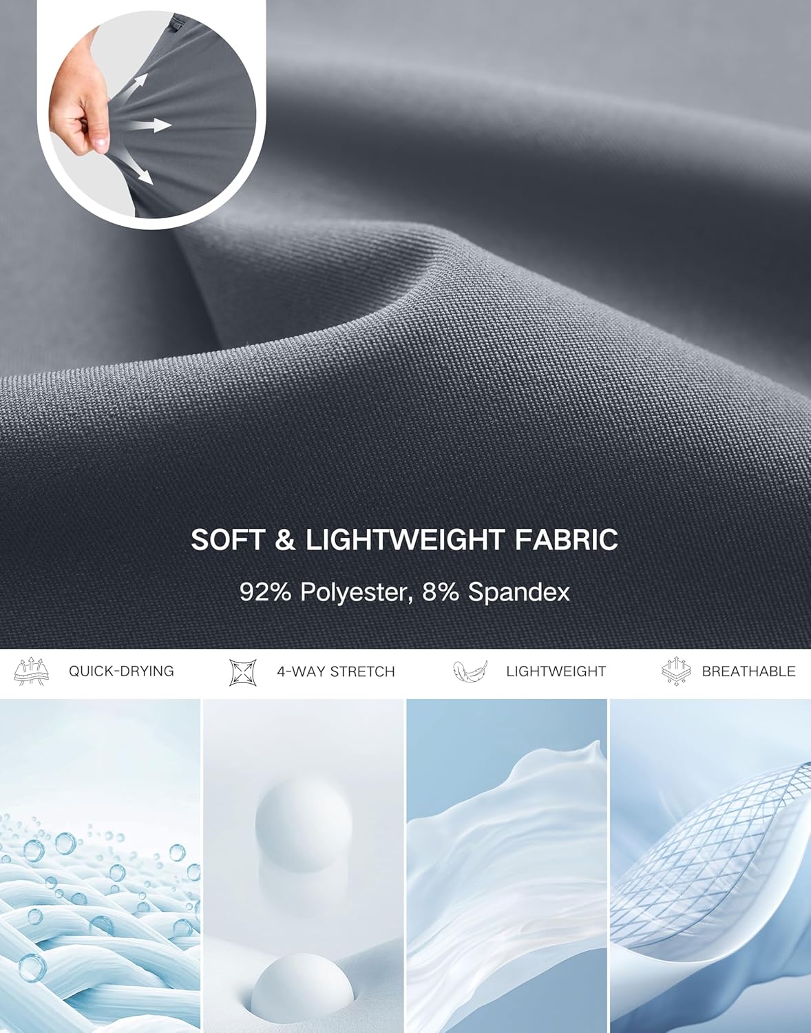 GGJ Men's Lightweight Athletic Shorts with 2 Zipper Pockets 7"/5"/9" Gym Workout Running Quick Dry Tennis Shorts for Men - Image 5