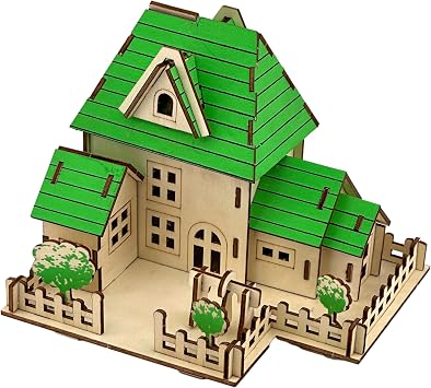 3D Puzzles for Adults, Log Cabin DIY Wooden House Model Kits for Adults to Build, Country Cottage Building Model, 3D Jigsaw Brain Teaser Puzzle, Dollhouse Happy Cottage