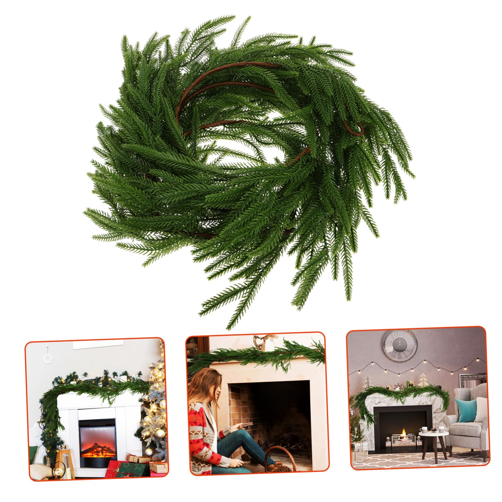 Luxshiny Guirnalda de Agujas de Pino Artificiales Guirnalda de Vegetación para Decoración de Fiesta Navideña para Repisa Metros