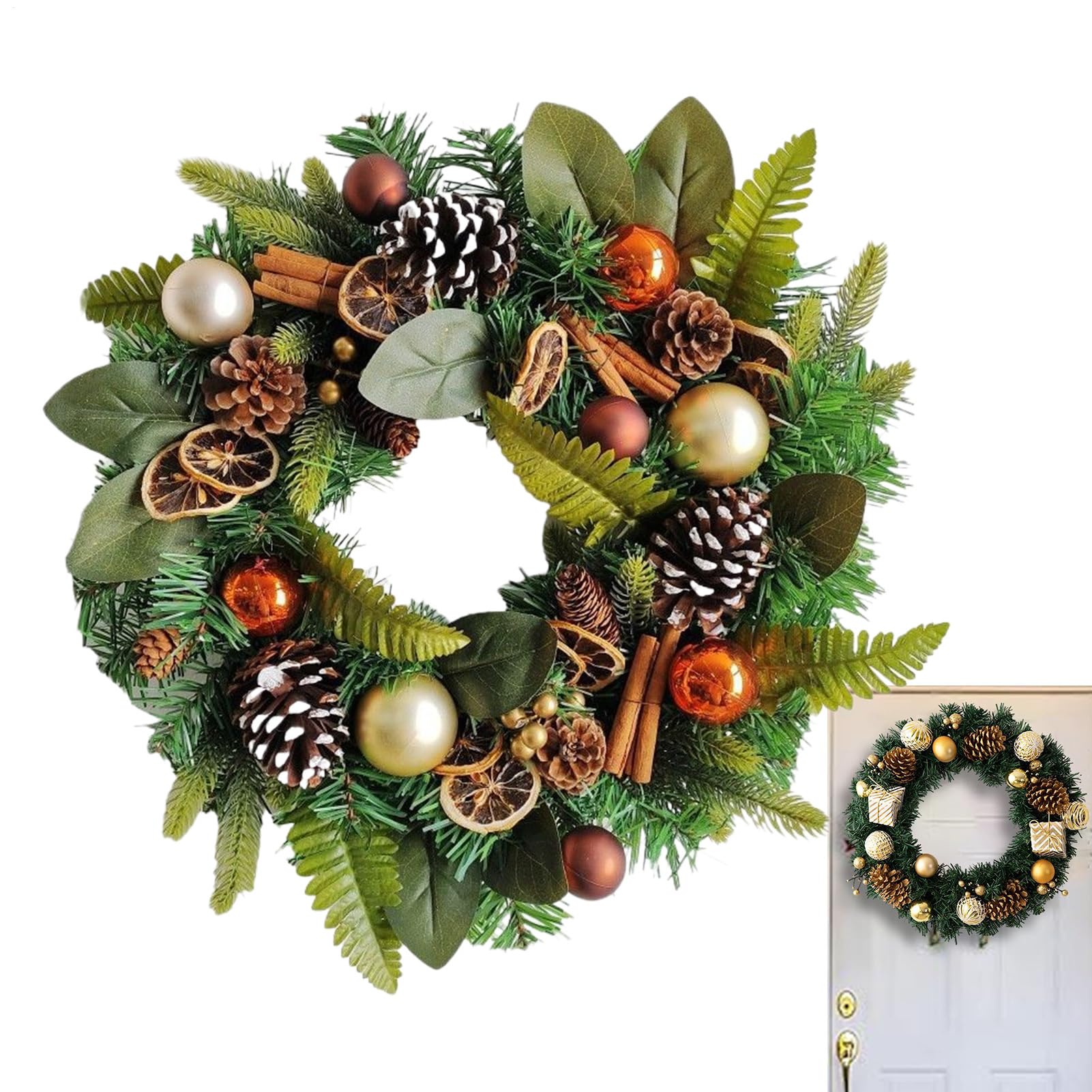Couronne De Noël Pour Porte Décoration Maison Verdure Artificielle