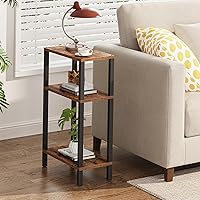 Vista 2 de TUTOTAK Small Side Table, Narrow End Table, Skinny Sofa Table, Slim Nightstand, Couch Table, Living Room, Bed Room, Brown TB01BB077
