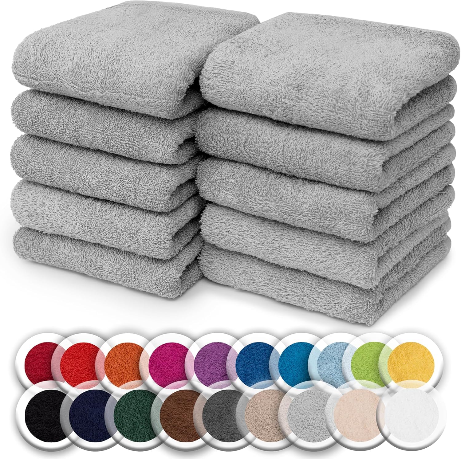 NatureMark Juego de 10 toallitas de Rizo para Cara y Manos – 100% algodón, Suaves y absorbentes – 30×30 cm, Verde Oscuro — view 10