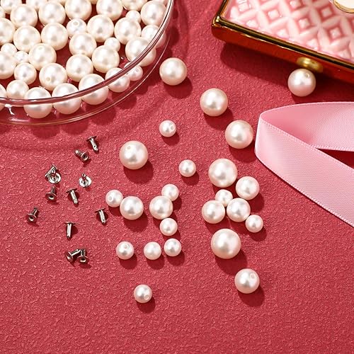 Miniatura 9 de COHEALI Remaches de perlas de imitación para bricolaje, bolsas de ropa, zapatos, decoración de velo de novia, 150 remaches de 0.39 pulgadas para
