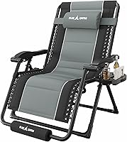 Vista 23 de Amopatio Silla de gravedad cero con portavasos para patio al aire libre con reposapiés y reposacabezas para interiores y exteriores, soporta 400