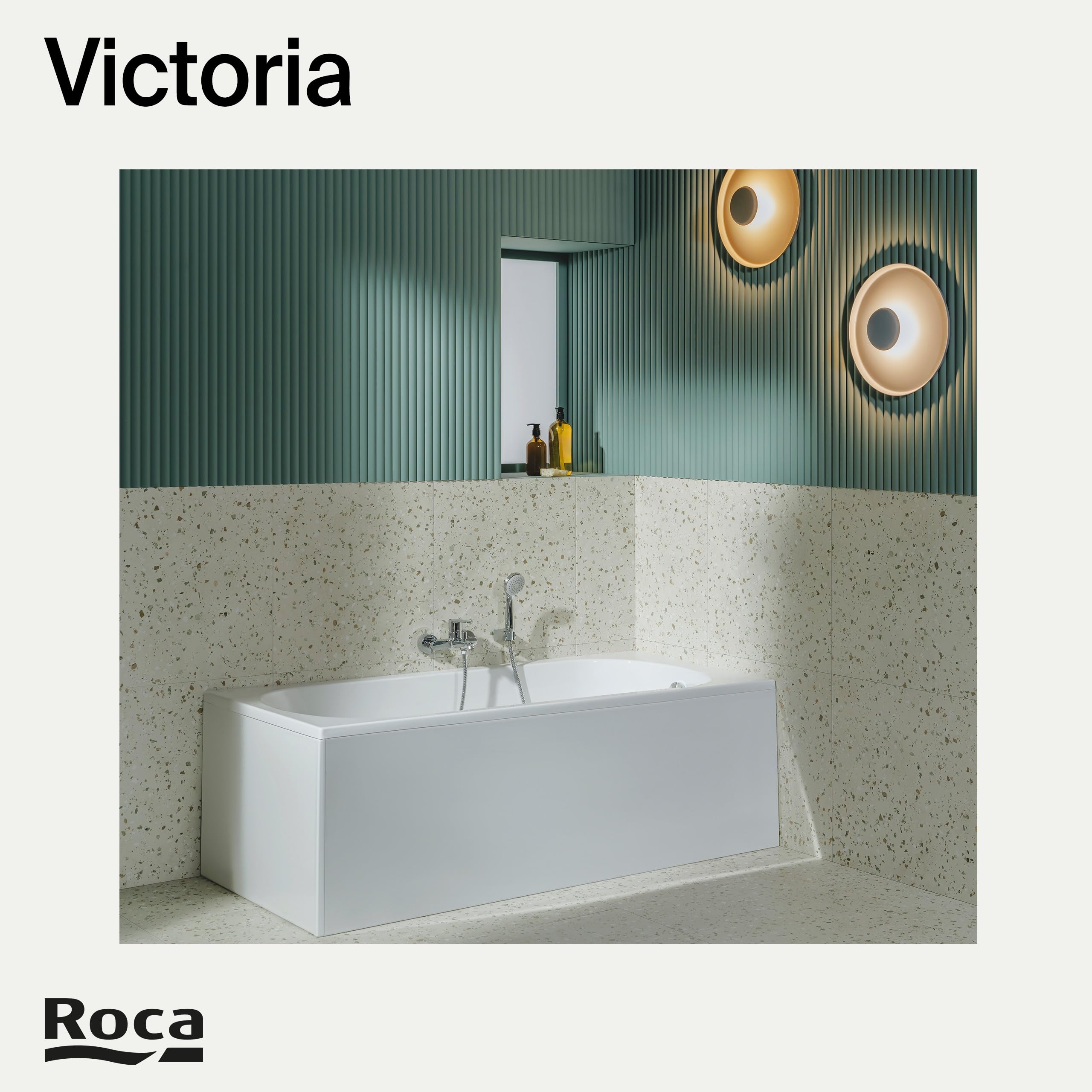 Roca Victoria Plus Mezclador Baño-Ducha Cromado, Ducha de Mano 1,70 m, Soporte Articulado