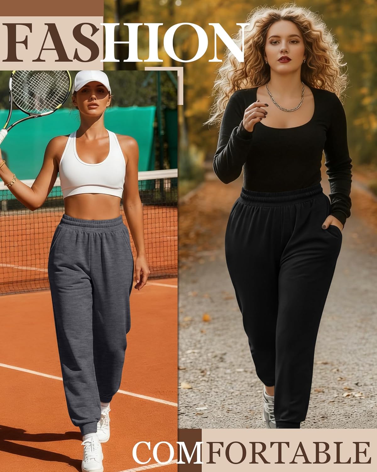 3 Pack Women's Plus Size Yoga Joggers, Comfy High Waisted Lounge Pants Loose Casual Sweatpants Pajama with Pockets - Image 5