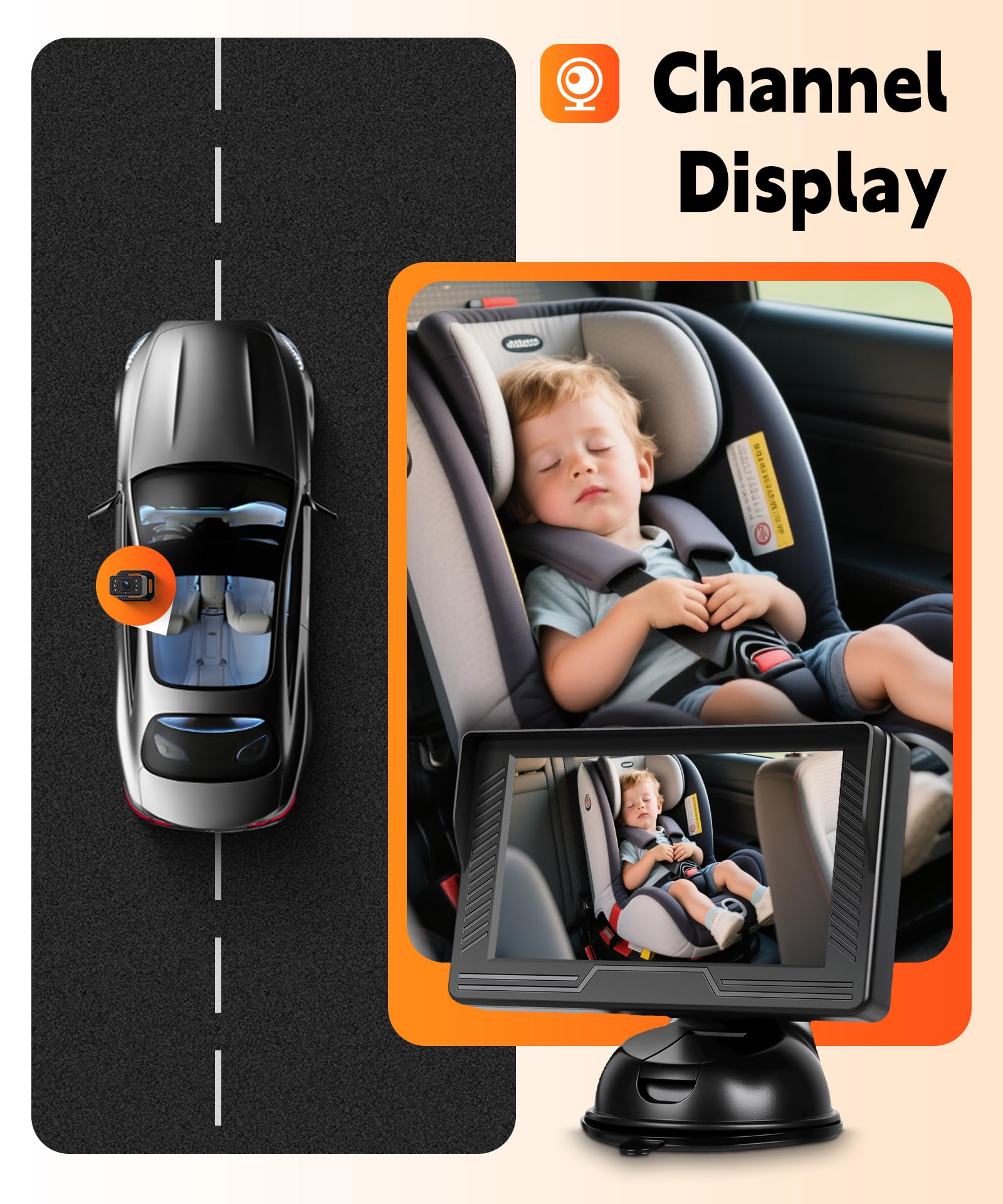 Rimoody Baby Car Camera for Backseat 4.3'' HD Display Baby Car Mirror with Night Vision Feature, Wide View Angle - Image 2