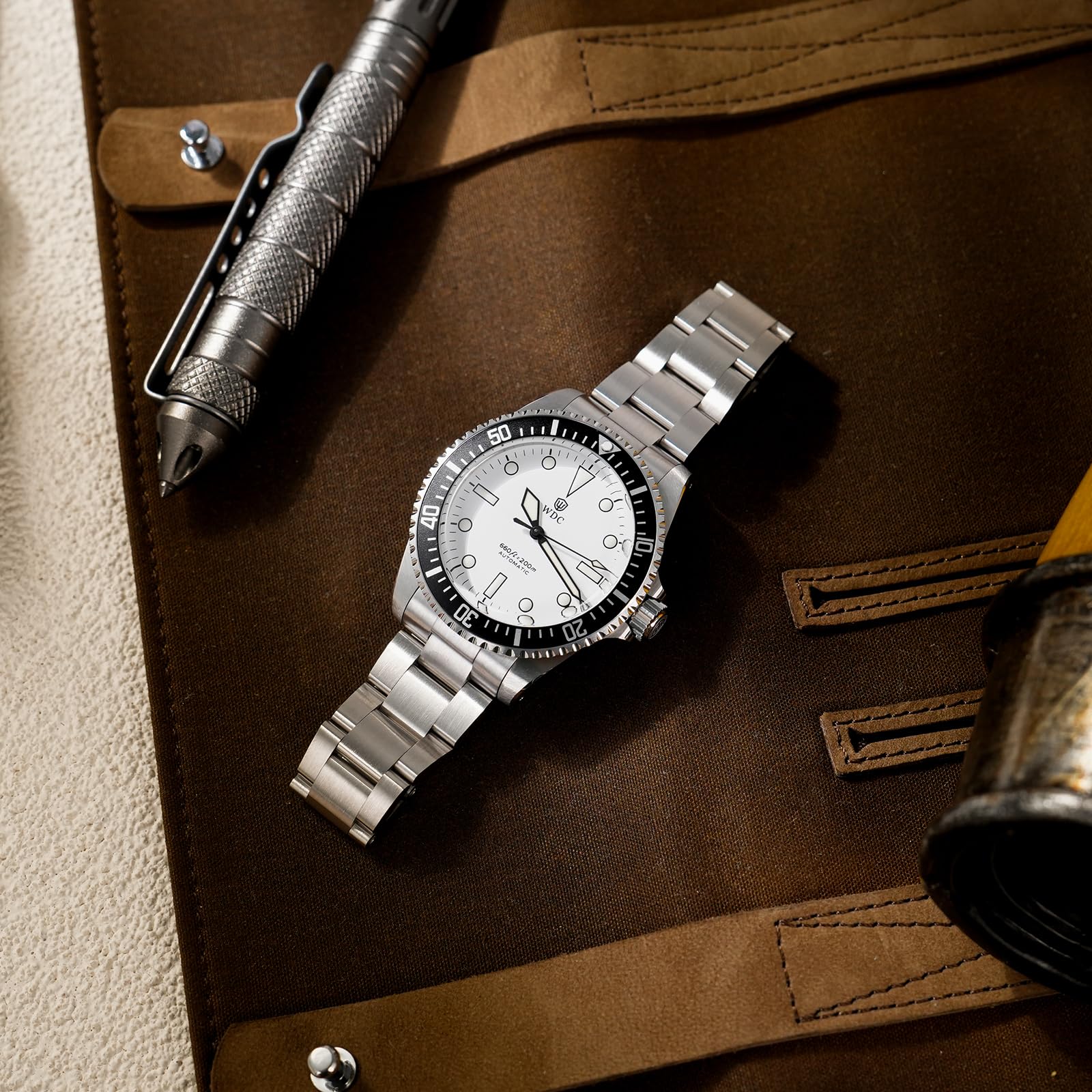 watchdives WD5513B Vintage Sub Taucheruhr für Herren, PT5004 Automatik Mechanische Luxus-Taucheruhren, 40,7 mm Top Hat Saphirglas Armbanduhr, 20 Bar wasserdichte Taucheruhr