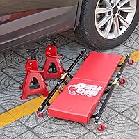 Vista 3 de BIG RED 36" Creeper Acolchado de Garaje/Taller de 2 Piezas con Ruedas, Carrito de Mecánico con Reposacabezas y 6 Ruedas, Rojo TR7565R Torin