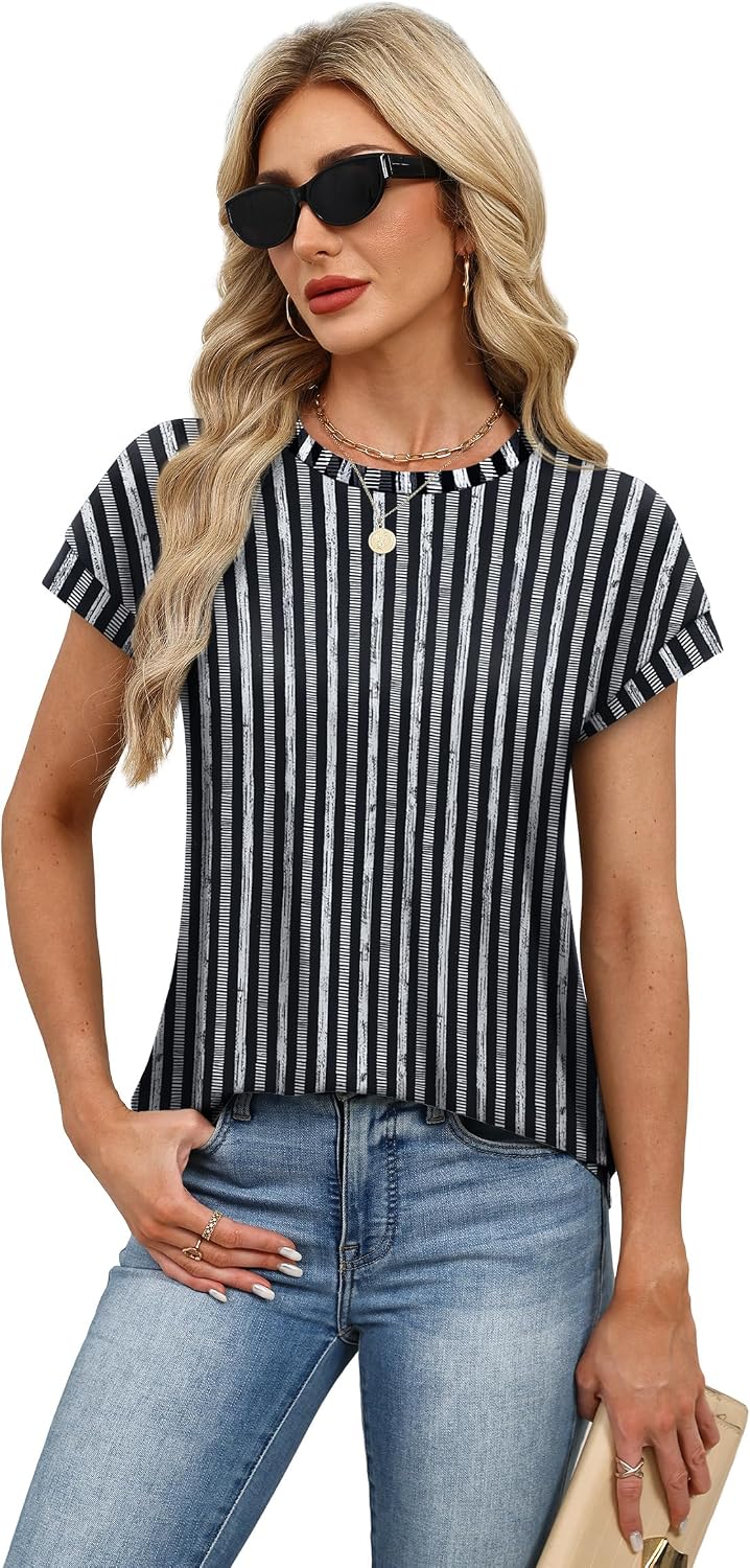 Alaroo Womens Summer Tops Short Sleeve Shirts Crew Neck Tshirt Cute Trendy Tunic Blouses (S-3XL) thumbnail
